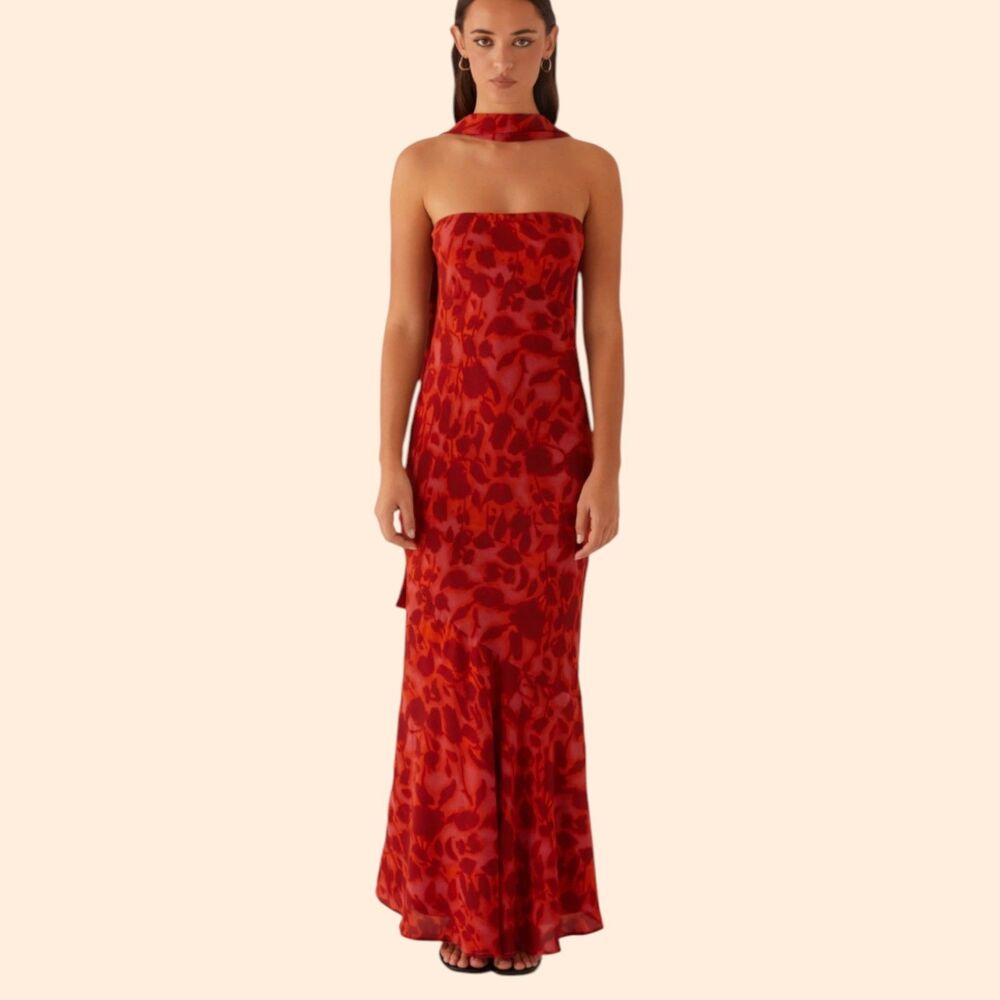Peppermayo Pagoda Red Floral Maxi Dress